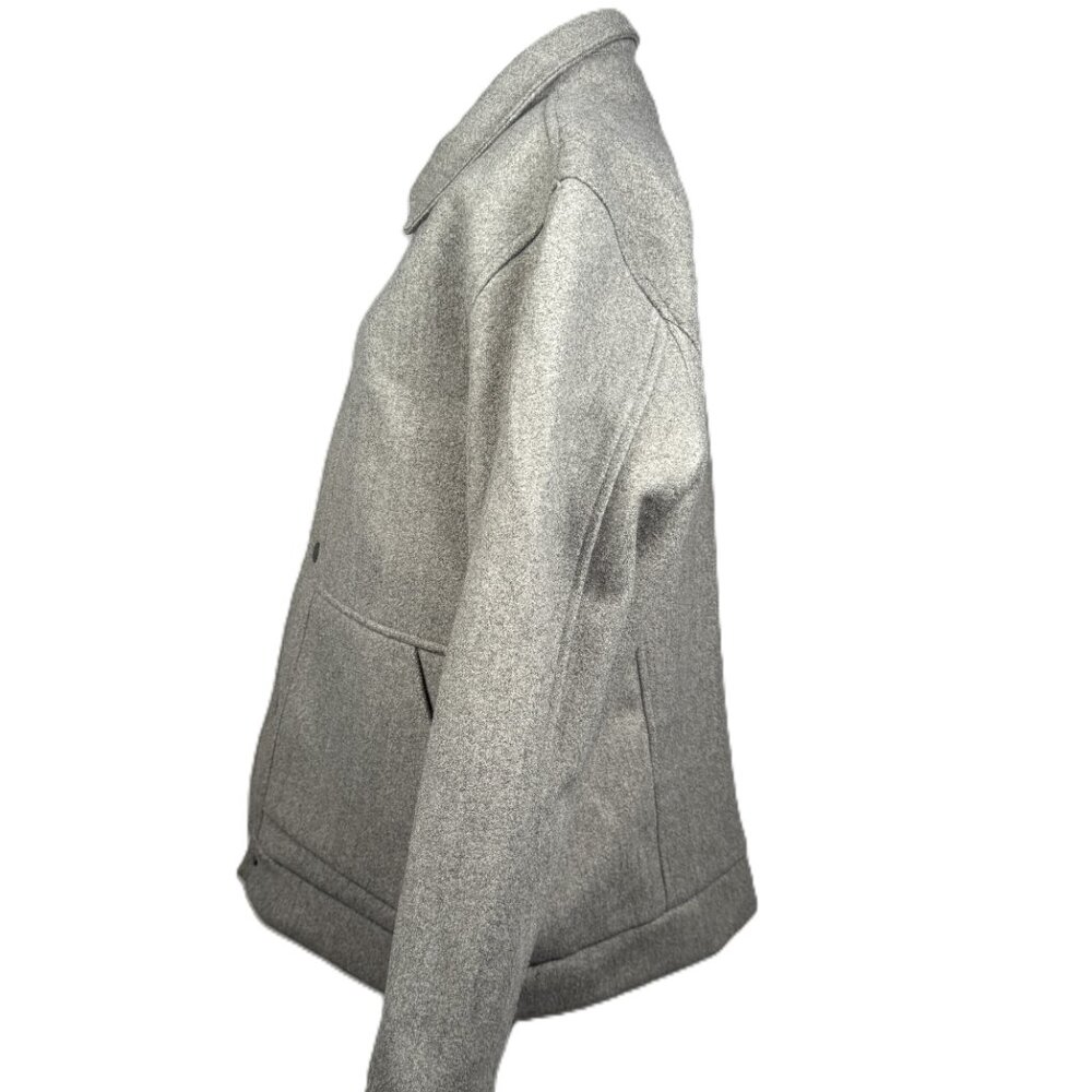 Zara Women's Lined Wool Coat Heathered Gray Sz XL interior pockets snap closure - Picture 4 of 11